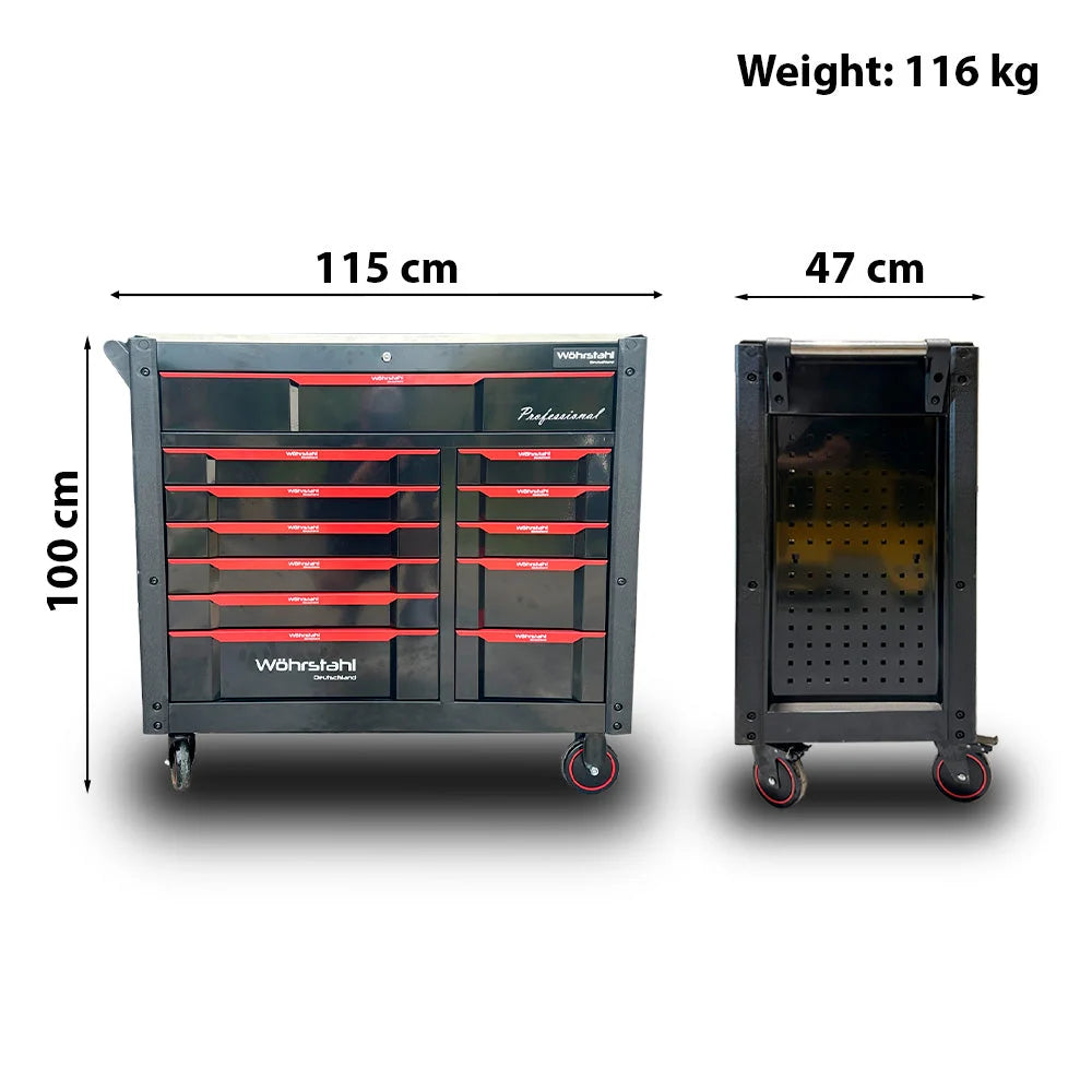 Wöhrstahl 10/12 – Tool trolley with tools, 12 drawers, 350 pcs Cr-V
