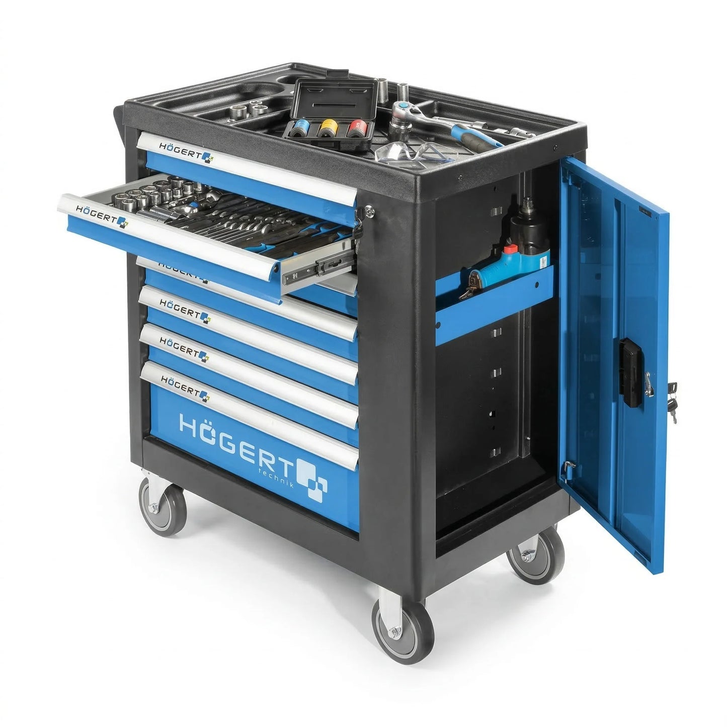 Hogert – Empty workshop cabinet, 7 drawers, side compartment