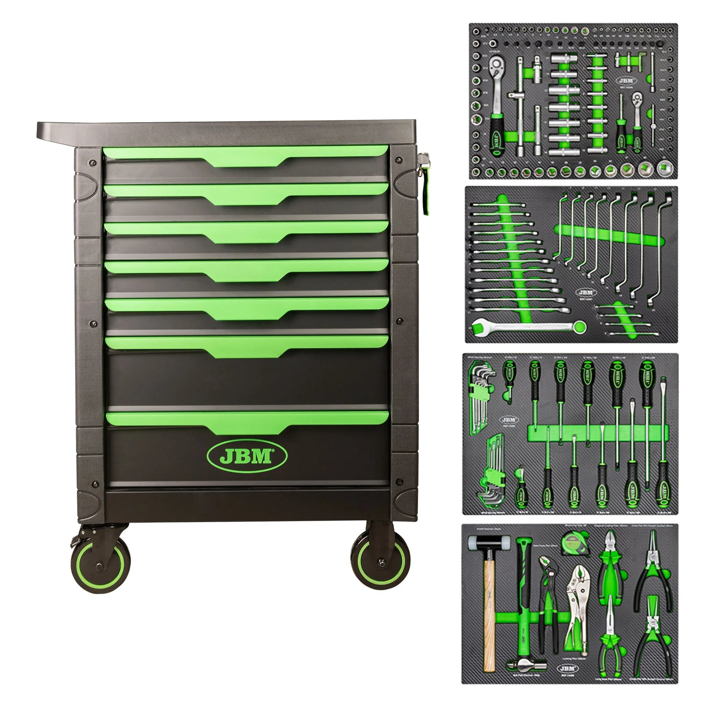 JBM – Tool trolley with tools, 7 drawers, 172 pcs