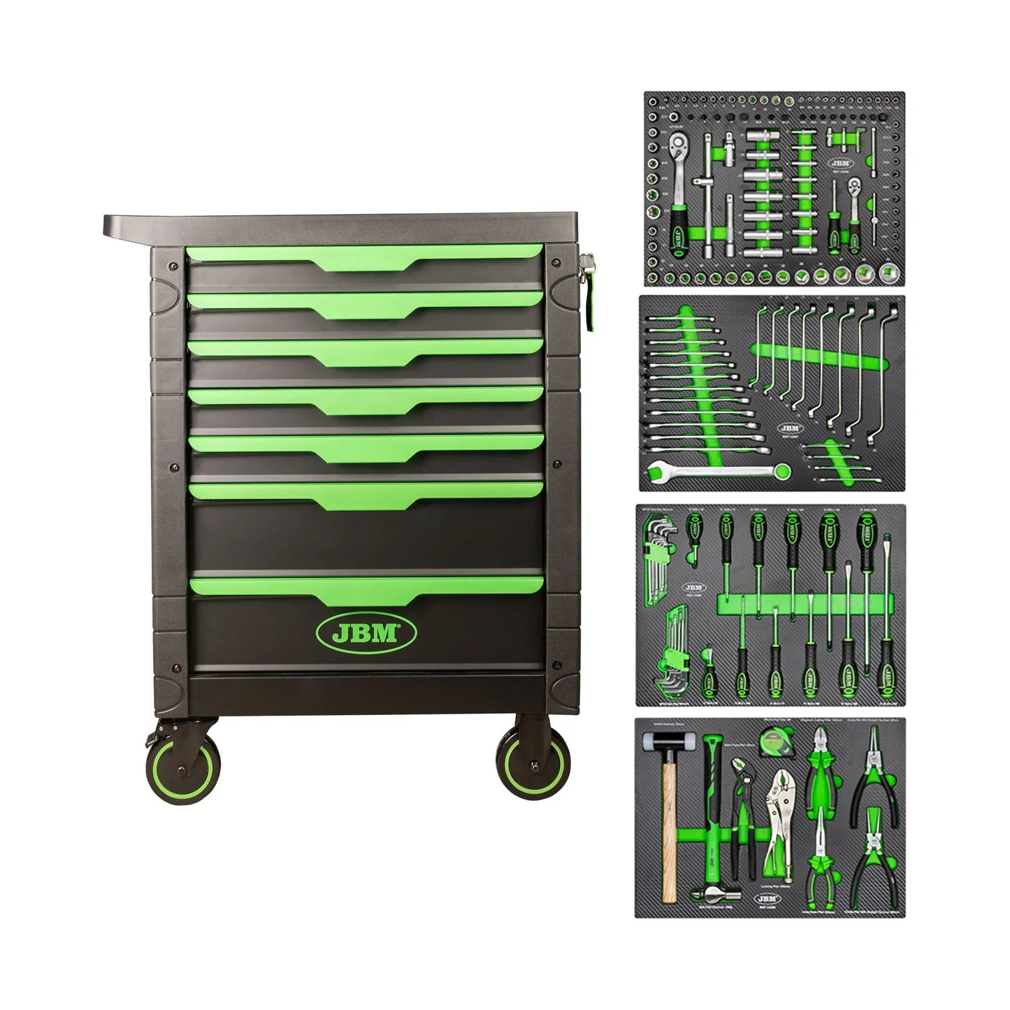 JBM – Tool trolley with tools, 7 drawers, 172 pcs