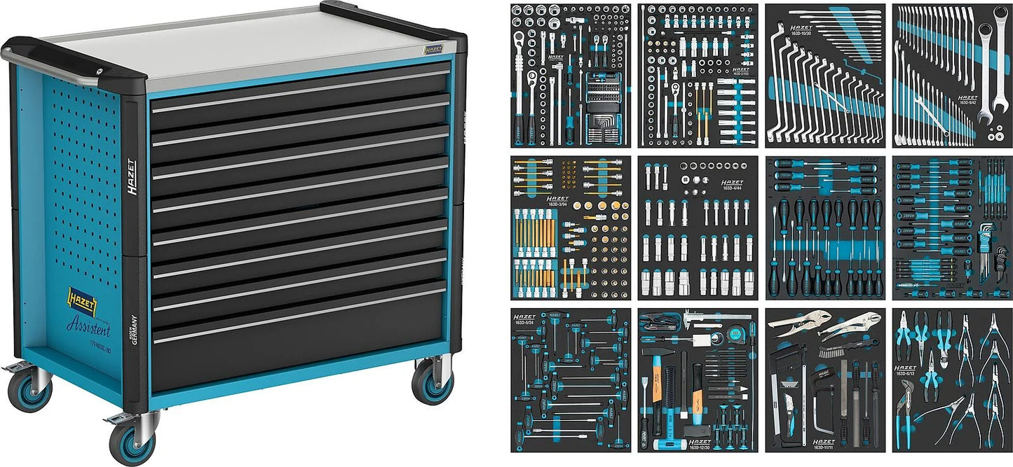 HAZET 179NXXL-8D Assistent – Tool trolley with tools, 8 drawers, 619 tools