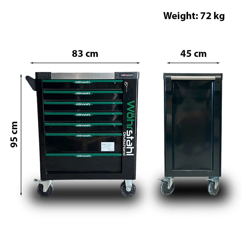 Wöhrstahl 7/7 – Tool trolley with tools, 7 drawers, 267 pcs Cr-V