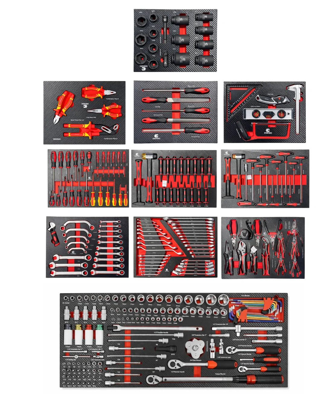 EVERFORCE – Tool trolley with tools, 12 drawers, 300 pcs
